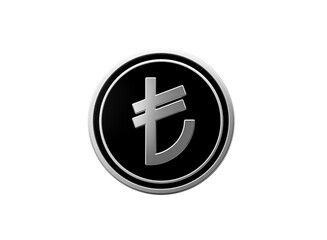 Shiny silver Turkish Lira currency symbol, representing finance and economy.