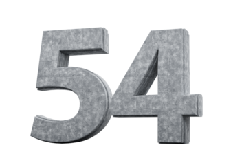 Concrete Number Fifty Four 54 Digit Made Of Grey Concrete Stone White 3d Illustration