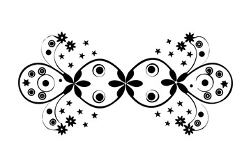 Infinity loop floral scroll with stars and dots in ornate style