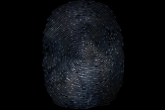 Fingerprint showing biometric identification scanning with security and data protection concept