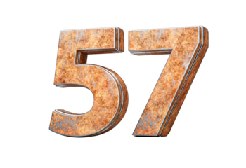 Number Fifty Seven 57 Digit Made Of Old Rusty Iron Metal Texture 3d Illustration