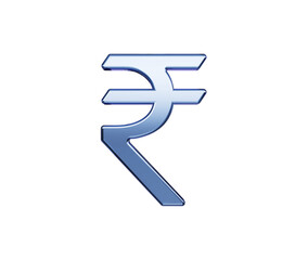 Shimmering 3D Indian Rupee symbol representing finance, currency, and economy. 3d illustration