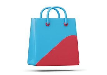 Vibrant Blue and Red Shopping Bag Icon for ECommerce and Retail Promotions Digital Illustration Isolated Design Element