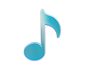 Glossy blue musical note icon, perfect for music apps and entertainment. 3d illustration
