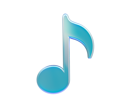 Glossy blue musical note icon, perfect for music apps and entertainment. 3d illustration - Powered by Adobe