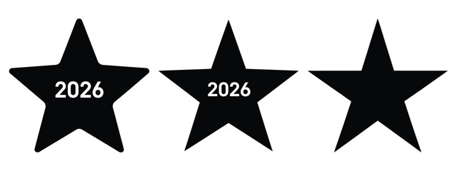 2026 festival star silhouette illustration, happy New Year 2026 vector icon set collection