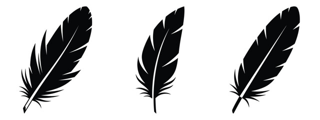 2026 feather decoration silhouette illustration, happy New Year 2026 vector icon set collection