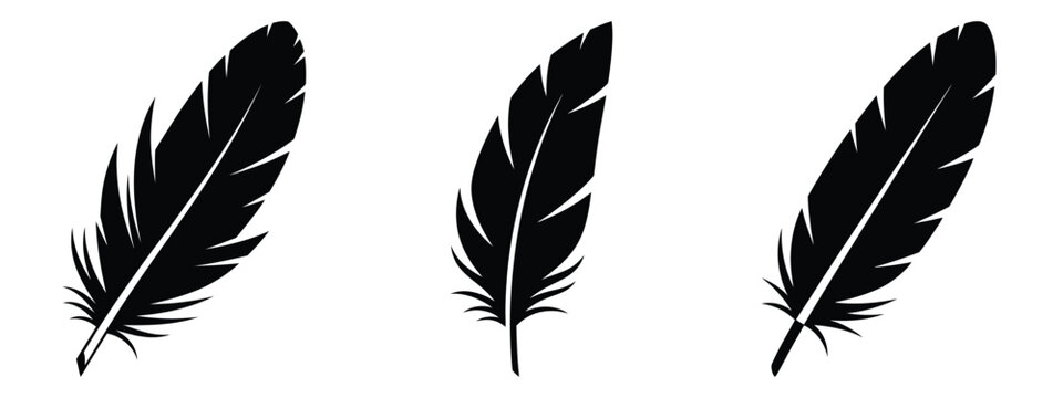 2026 feather decoration silhouette illustration, happy New Year 2026 vector icon set collection