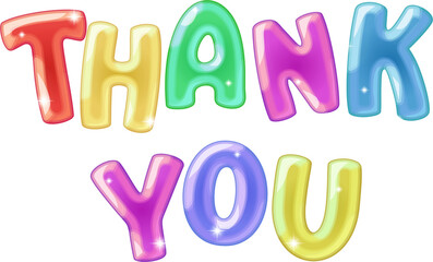 Colorful Balloon Font "Thank You" Text - Transparent PNG