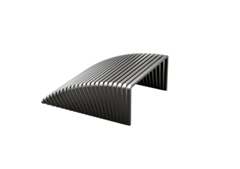 Staple pins form a structured, modern archway, creating a sleek geometric composition. 3d illustration