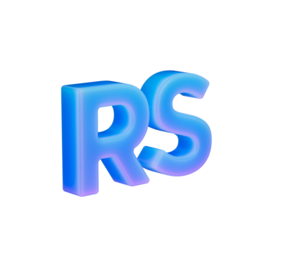Vibrant 3D letters RS in a glowing blue and purple gradient, modern graphic. 3d illustration - Powered by Adobe