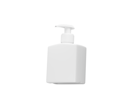 Minimalist white pump dispenser bottle for liquid soap or cosmetic product.