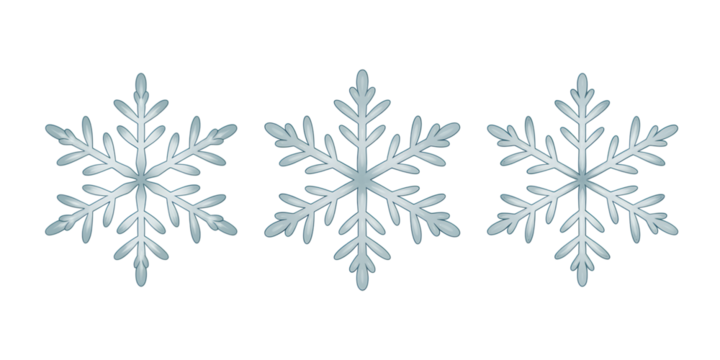 Three light blue snowflakes arranged in a horizontal line on a black background winter - Powered by Adobe