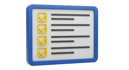 3D Rendered Checklist Icon for Task Management and Project Planning. A Vibrant Graphic Representing Task Completion and Efficient Organization on a To-Do List