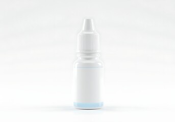 White Bottle with Liquid Medicine for Eye or Ear Drops Medical Treatment Solution on Isolated Background