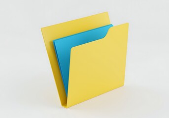 Yellow and Blue File Folder Illustration for Office Documents and Information Management Detailed View
