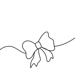 Minimalist line art bow illustration on white background