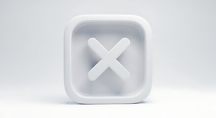 Obraz premium Simple White X Mark Inside a Square Button Icon