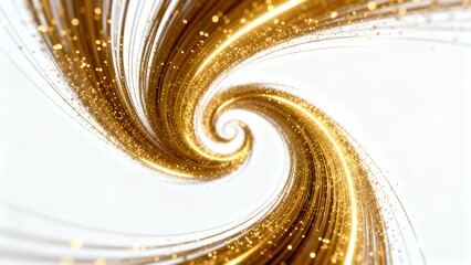 Elegant golden spiral made of light lines and glitter