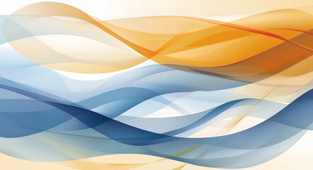 Abstrakcyjne niebiesko pomarańczowe fale, lekkie półprzezroczyste tło o dynamicznym ruchu.