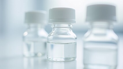 Clear Glass Vials with White Caps in Laboratory