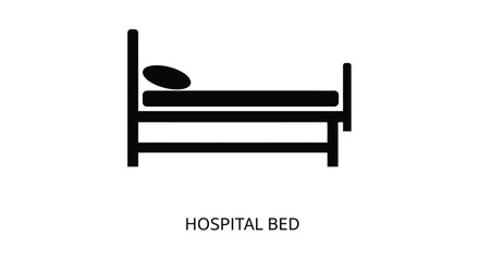 Simple black and white illustration of a hospital bed with a pillow