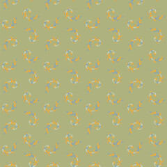 Orange Botanical Circular Medallions Pattern