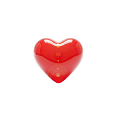 Glossy Red Heart Shape Isolated on Transparent Background with Subtle Reflections and Light Glare Symbolizing Love and Emotion