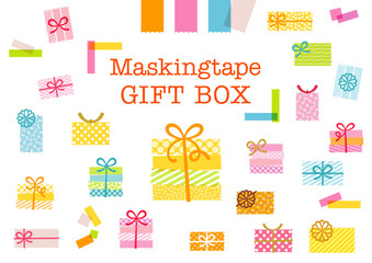 カラフル＆ポップなマスキングテープで作ったギフトボックスイラスト
