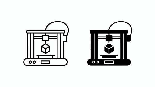3D Printer Icons Showing Additive Manufacturing Process and Rapid Prototyping Technologies for Innovation and Customization in Engineering