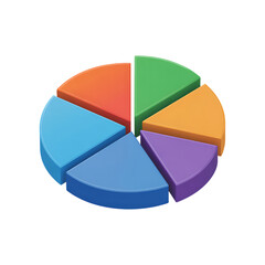 Obraz premium Colorful 3D Pie Chart with Six Slices on Black Background graph data