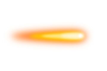 Fast-moving, glowing fireball or comet on a transparent background