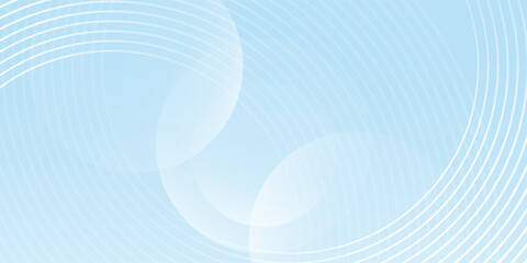 Abstract minimalist banner background, pastel colorful, blue and white gradations. Circle line geometric element