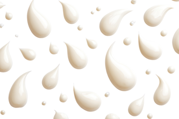 Creamy white teardrop shapes scattered against a black background, creating a textured pattern