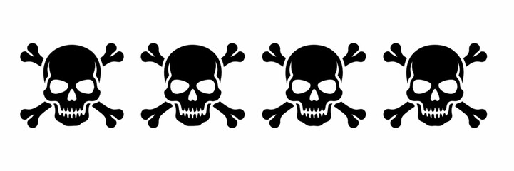 Skull and Crossbones Icon Repeat Pattern Symbolic of Danger and Pirates High Contrast Design Graphic Element for Web and Print