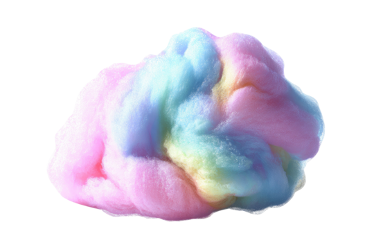 Fluffy, colorful confection on black. Swirling, textured, light, pastel, candy treat