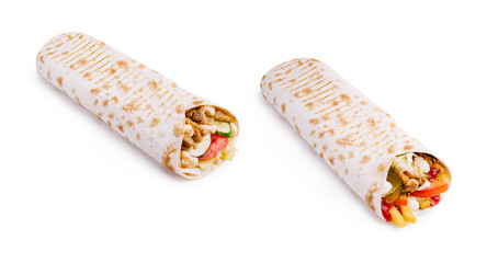 Delicious wraps filled with grilled chicken and fresh vegetables