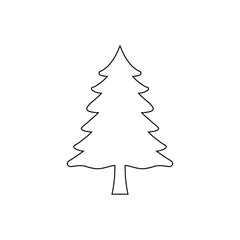Fototapeta premium Simpl pine tree outline vector flat design on white background.