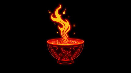 Fiery bowl of glowing noodles