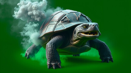 Superpowered reptile with menacing grin