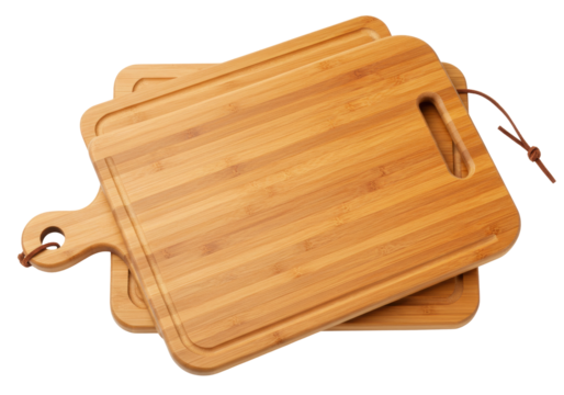 Isolated wooden cutting boards with handle kitchenware for food preparation supplies