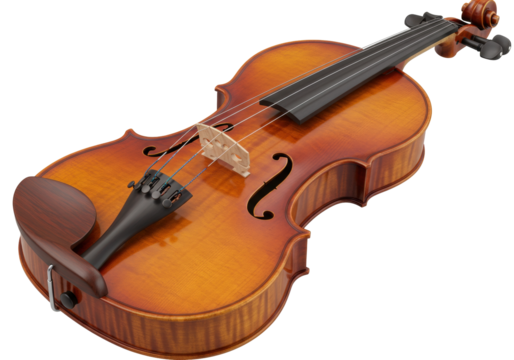 Isolated elegant violin, close-up studio shot, stringed musical instrument for orchestra