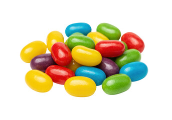 Isolated colorful pile of jelly beans, assortment of fruit-flavored candy, yummy sweets