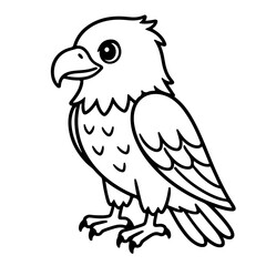 A black and white line drawing of a cartoon eagle for coloring