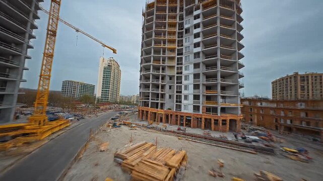 Construction Site Progress - High-Rise Buildings Under Development.