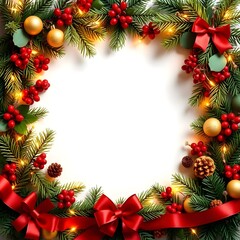 Christmas Border Frame With Blank Space for Custom Text