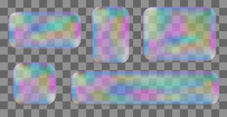 3d Y2K Hologram Glass Frames UI UX elements. Vector set of Translucent geometric billboards for decoration and covering. Modern and sleek design suitable for websites and user interfaces.