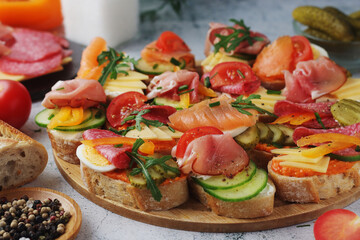 Oblozeny chlebicek or just chlebicek, traditional open sandwich in Czech Republic	