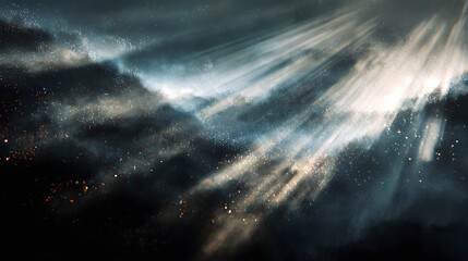 Ethereal Landscape Made of Light Rays and Sparkling Digital Mist