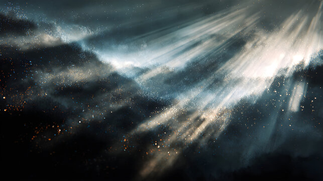 Ethereal Landscape Made of Light Rays and Sparkling Digital Mist - Powered by Adobe